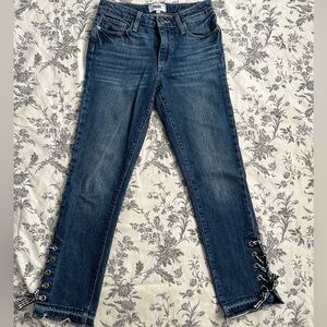 Paige Jacqueline Straight Jeans with Lace-Up Detail